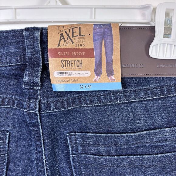 T.K. Axel Men's Slim Boot Cut Stretch 7 Pocket Denim Jean Dark 32x30 NWT - Picture 4 of 16